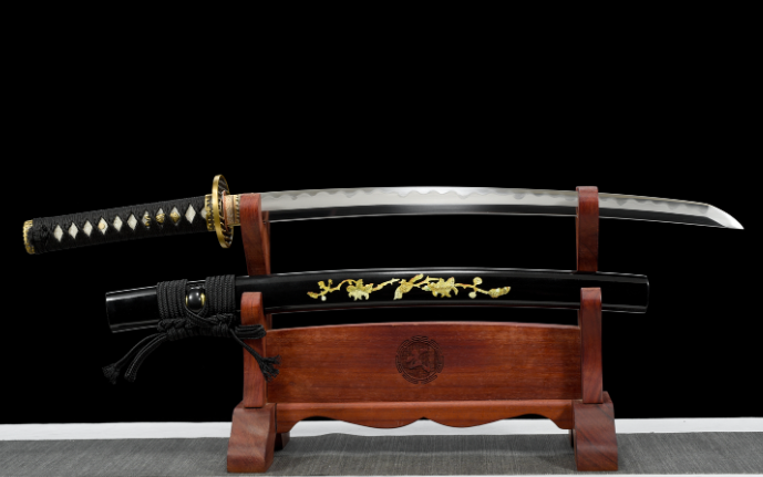 三色铜“青龙刀盘”武士刀（黑檀