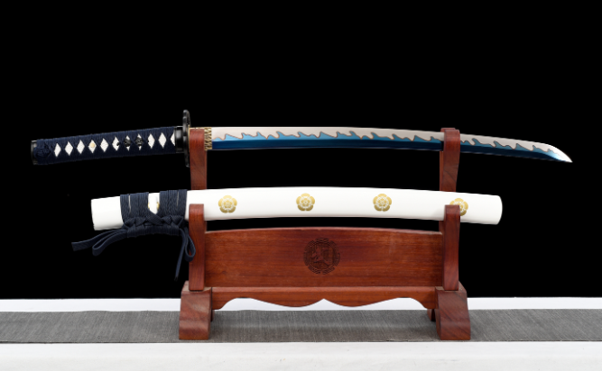三色铜“青龙刀盘”武士刀（黑檀
