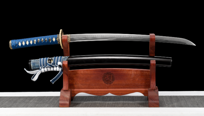 三色铜“青龙刀盘”武士刀（黑檀