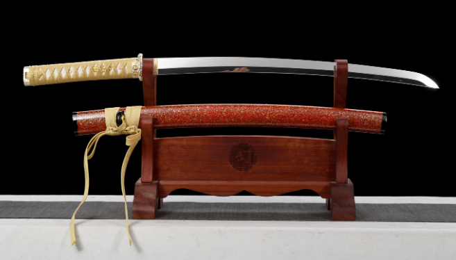 三色铜“青龙刀盘”武士刀（黑檀