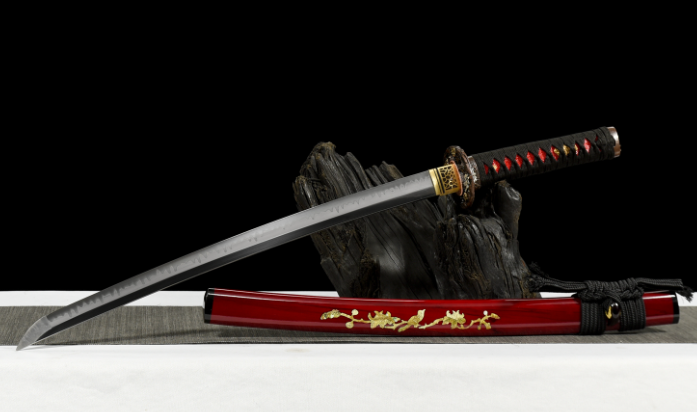 三色铜“青龙刀盘”武士刀（黑檀