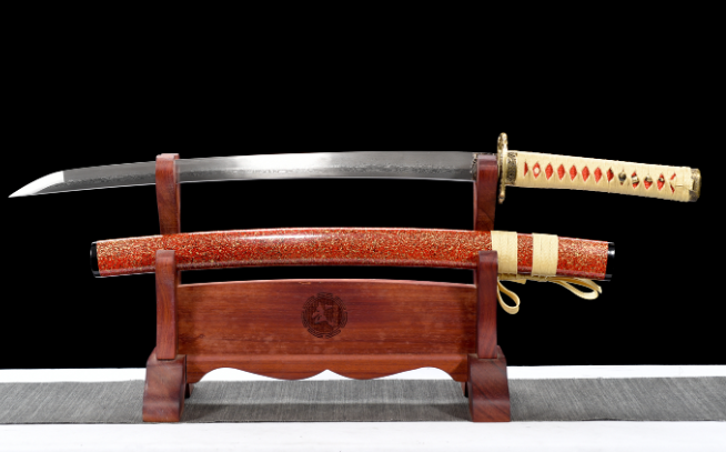 三色铜“青龙刀盘”武士刀（黑檀