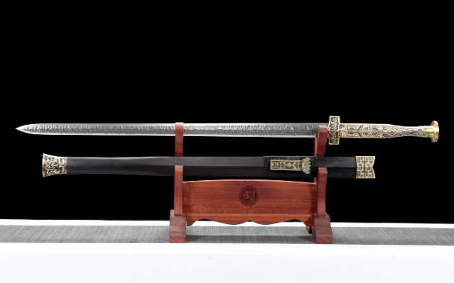 三色铜“青龙刀盘”武士刀（黑檀