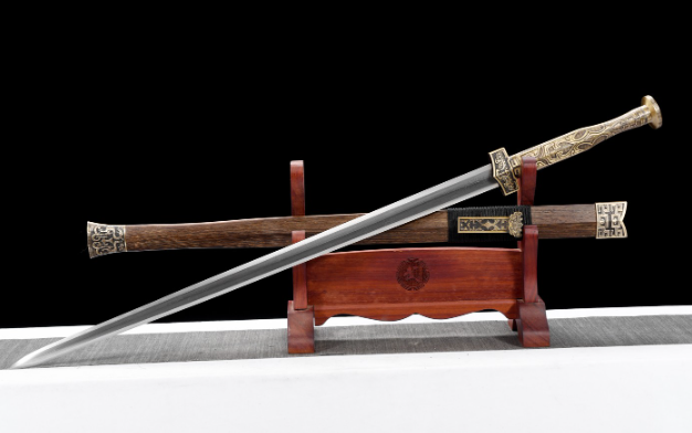 三色铜“青龙刀盘”武士刀（黑檀