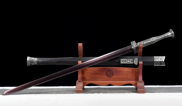 三色铜“青龙刀盘”武士刀（黑檀