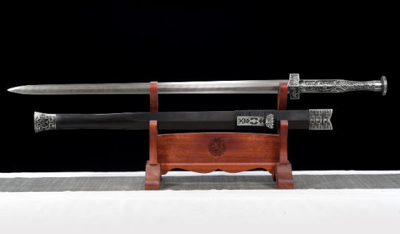 三色铜“青龙刀盘”武士刀（黑檀