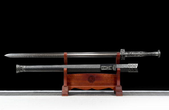三色铜“青龙刀盘”武士刀（黑檀