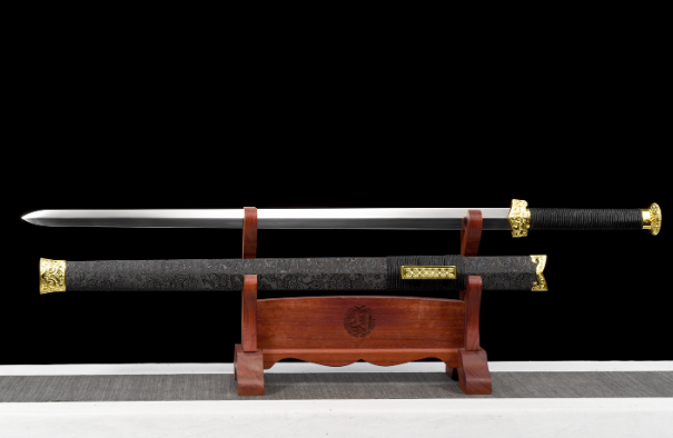 三色铜“青龙刀盘”武士刀（黑檀