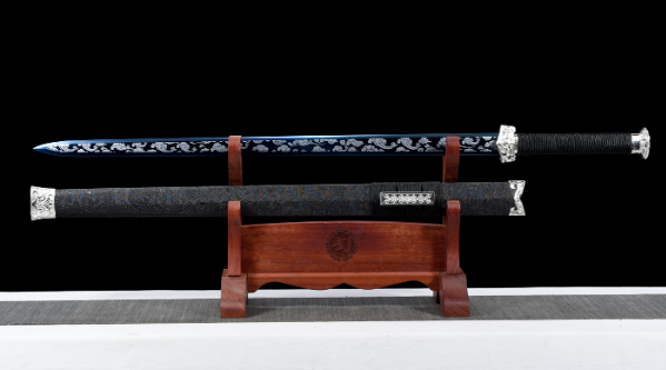 三色铜“青龙刀盘”武士刀（黑檀