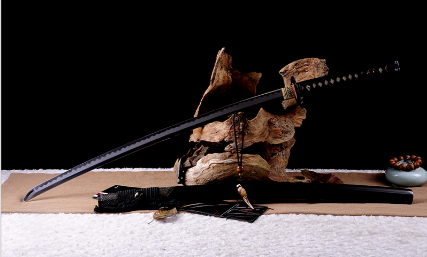 三色铜“青龙刀盘”武士刀（黑檀
