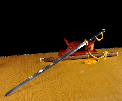 三色铜“青龙刀盘”武士刀（黑檀