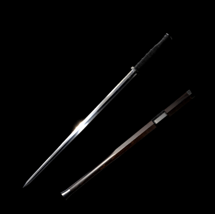 三色铜“青龙刀盘”武士刀（黑檀