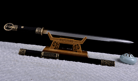 三色铜“青龙刀盘”武士刀（黑檀