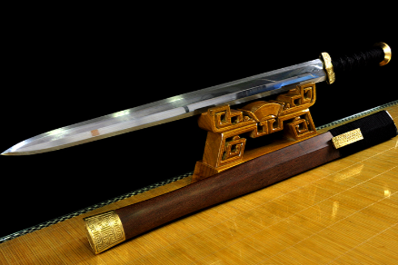 三色铜“青龙刀盘”武士刀（黑檀