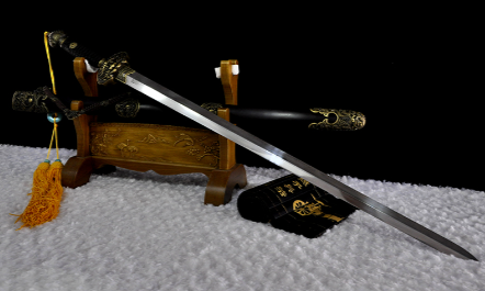 三色铜“青龙刀盘”武士刀（黑檀
