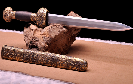 三色铜“青龙刀盘”武士刀（黑檀