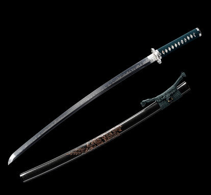 三色铜“青龙刀盘”武士刀（黑檀