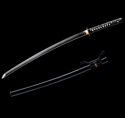 三色铜“青龙刀盘”武士刀（黑檀