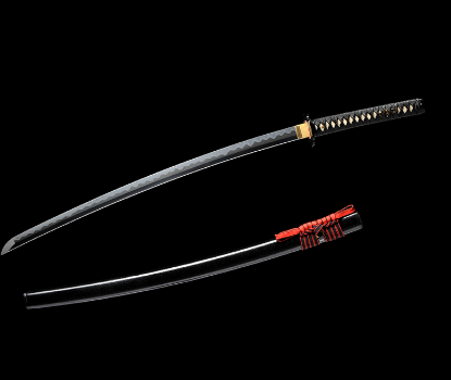 三色铜“青龙刀盘”武士刀（黑檀