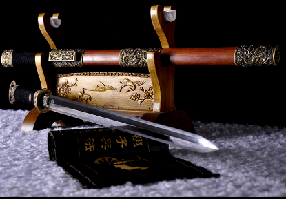 三色铜“青龙刀盘”武士刀（黑檀