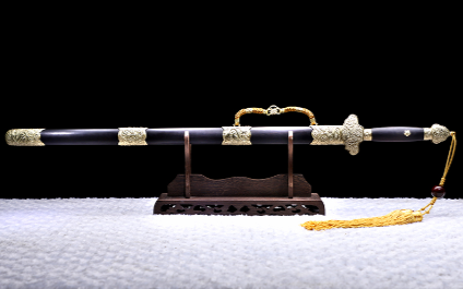 三色铜“青龙刀盘”武士刀（黑檀