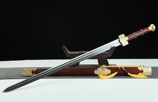 三色铜“青龙刀盘”武士刀（黑檀